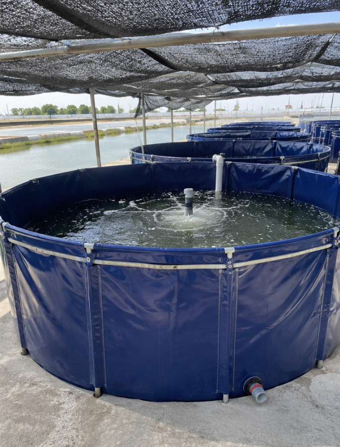 Aquaculture tank lined with FLEX Composite